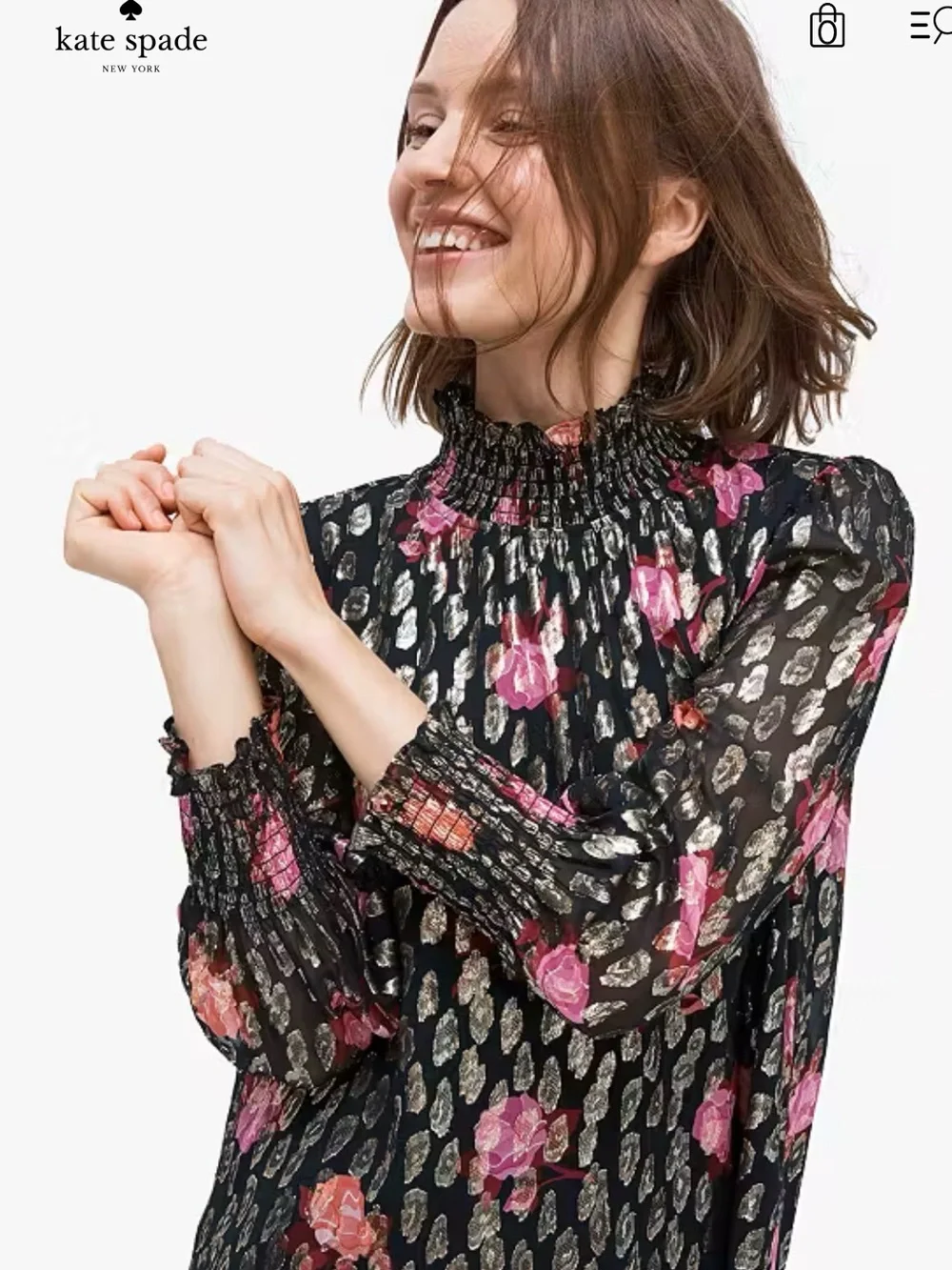Kate Spade New York Rose Garden Smocked Shift Dress